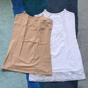 2 strapless nursing tanks